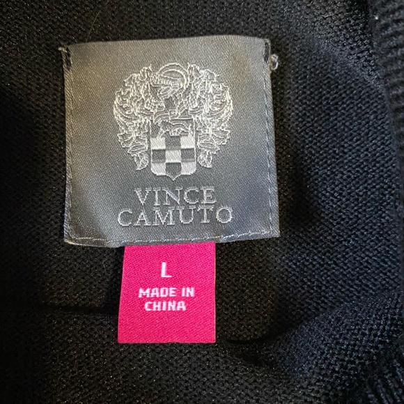 Vince Camuto Black Sheer Sleeve Stretch Turtleneck Knit Holiday Dress- Sz-L - Picture 8 of 16